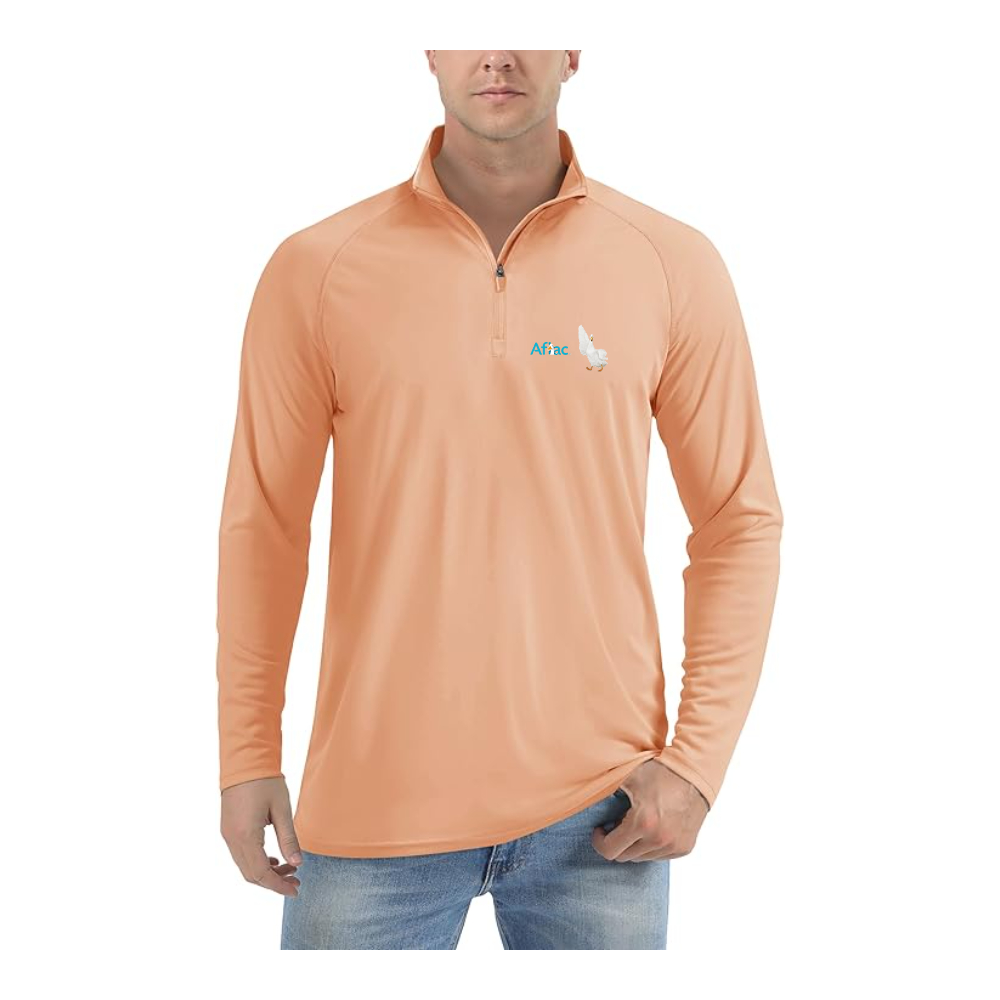 Men's Aflac Logo and Duck Lightweight Quarter-Zip Athletic Shirt Long Sleeve Performance Wear
