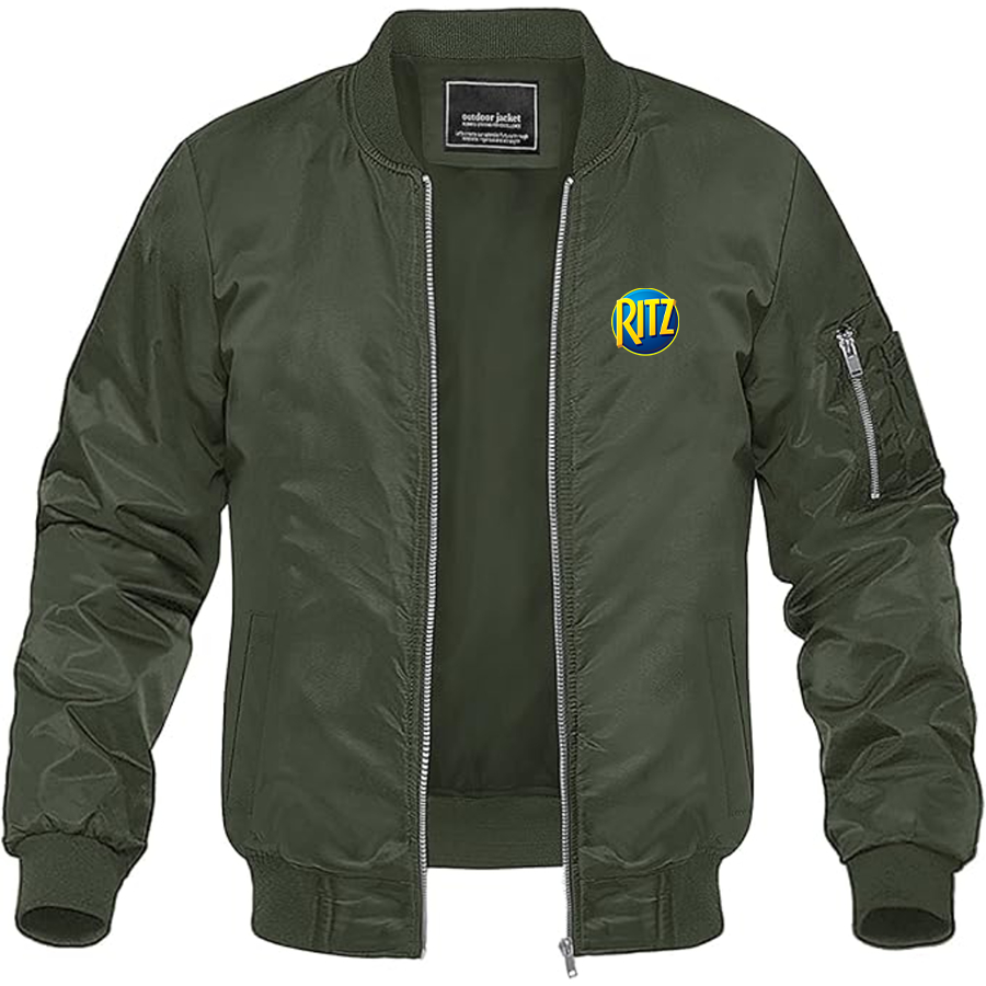 Men's Ritz Crackers Logo Lightweight Bomber Jacket Windbreaker Softshell Varsity Jacket Coat