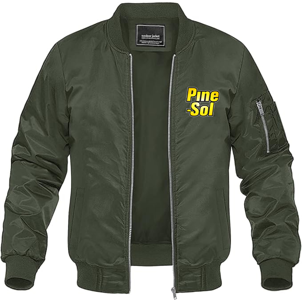 Men's Pine Sol Logo Lightweight Bomber Jacket Windbreaker Softshell Varsity Jacket Coat