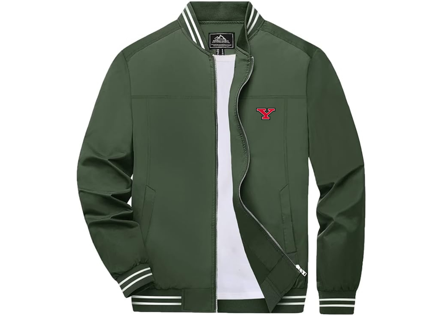 Men's Youngstown State Penguins Lightweight Zip-Up Ribbed Collar and Cuffs Bomber Jacket