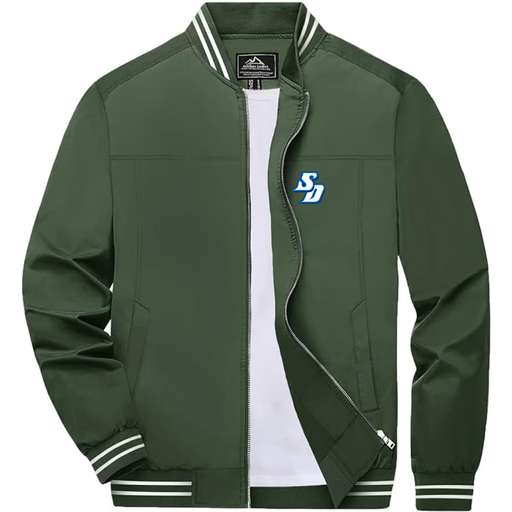 Men's San Diego Toreros Logo Lightweight Zip-Up Ribbed Collar and Cuffs Bomber Jacket