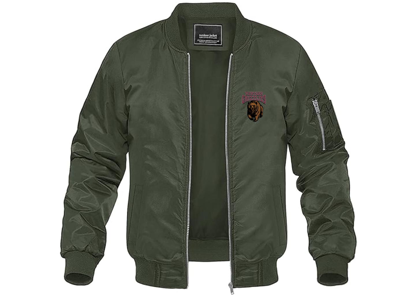 Men's Montana Grizzliesl Lightweight Bomber Jacket Windbreaker Softshell Varsity Jacket Coat