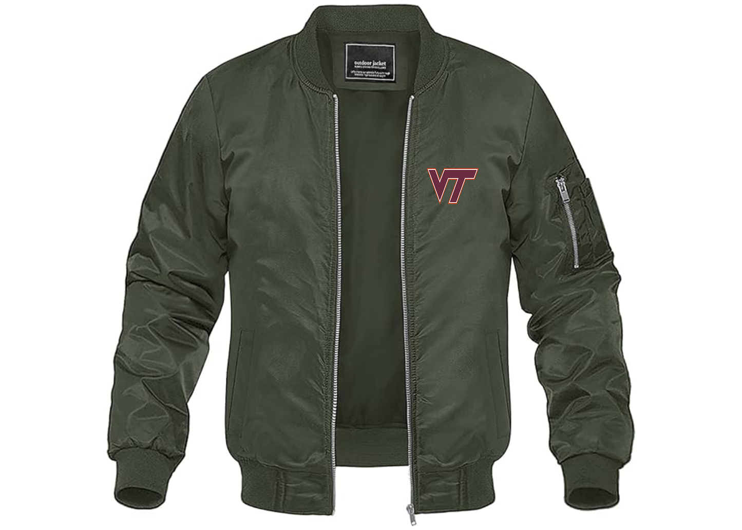 Men's Virginia Tech Hokies Lightweight Bomber Jacket Windbreaker Softshell Varsity Jacket Coat