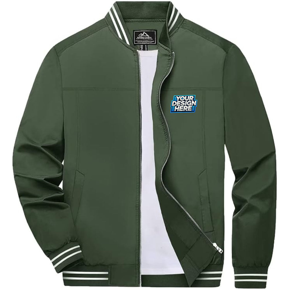 Customize - Men's Bomber Jackets Lightweight Full Zip Windbreaker Light Jacket