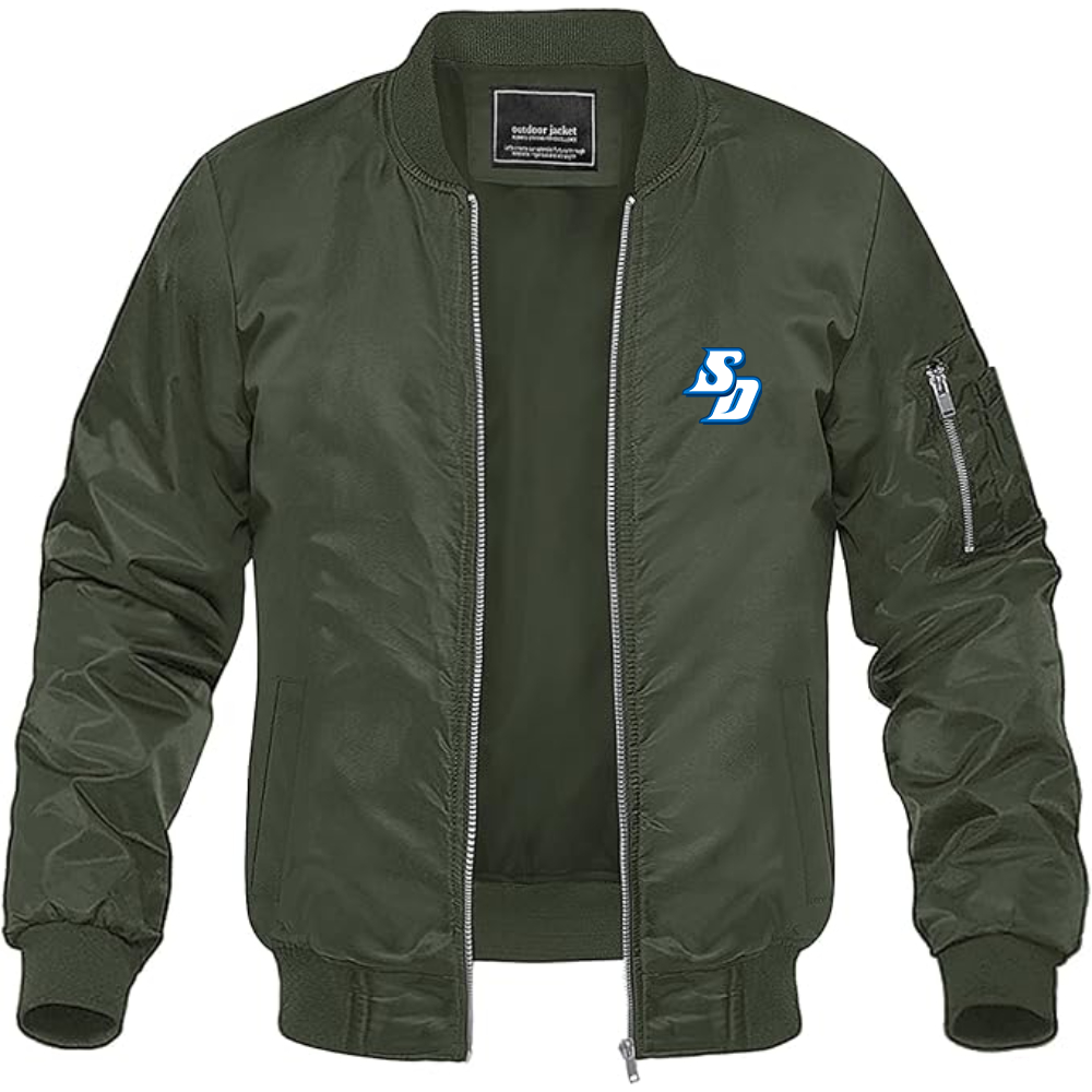 Men's San Diego Toreros Logo Lightweight Bomber Jacket Windbreaker Softshell Varsity Jacket Coat