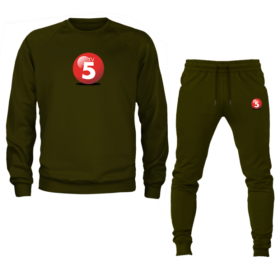 Men's ABC TV5 Logo Crewneck Sweatshirt Joggers Suit