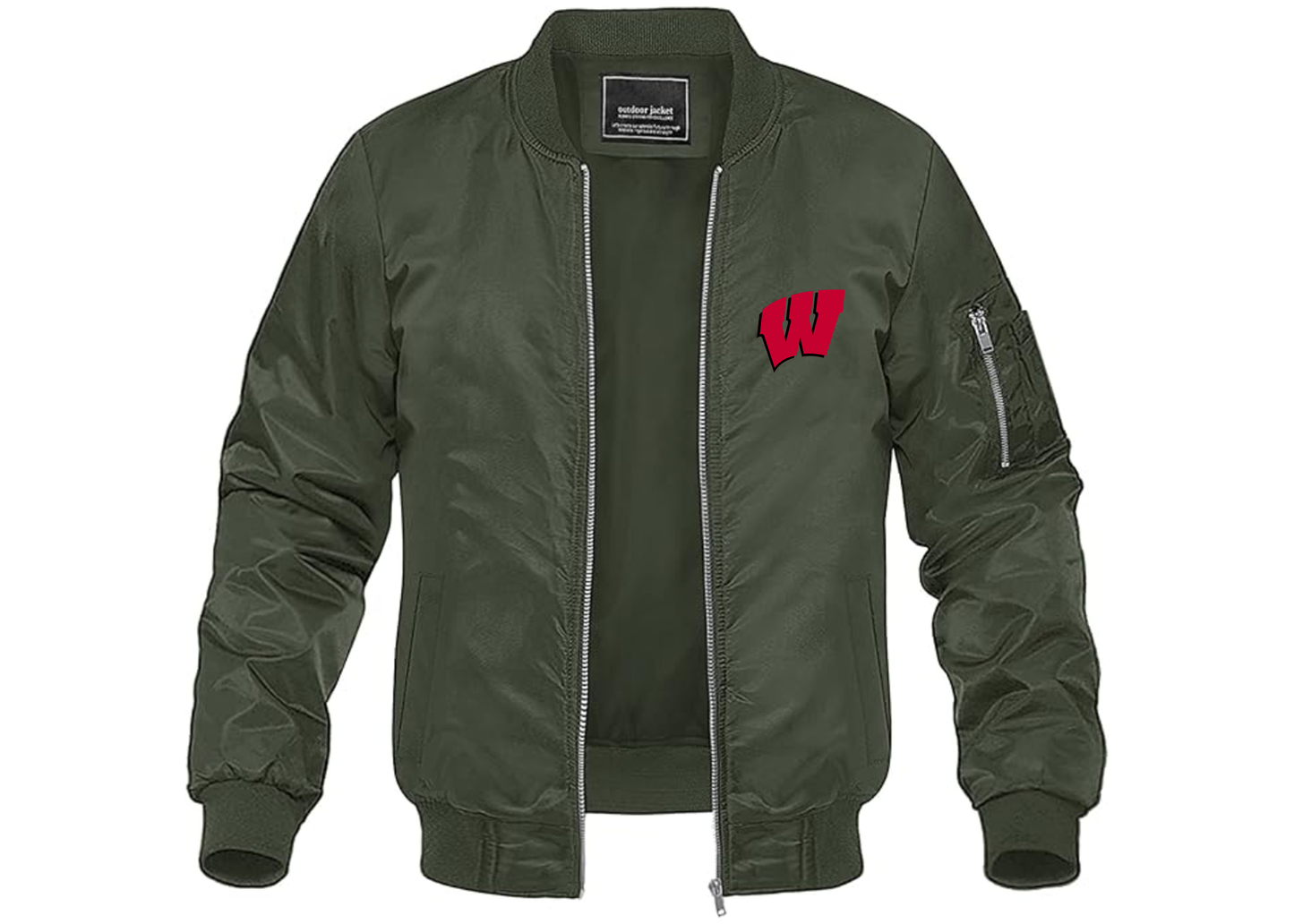 Men's Wisconsin Badgers Lightweight Bomber Jacket Windbreaker Softshell Varsity Jacket Coat