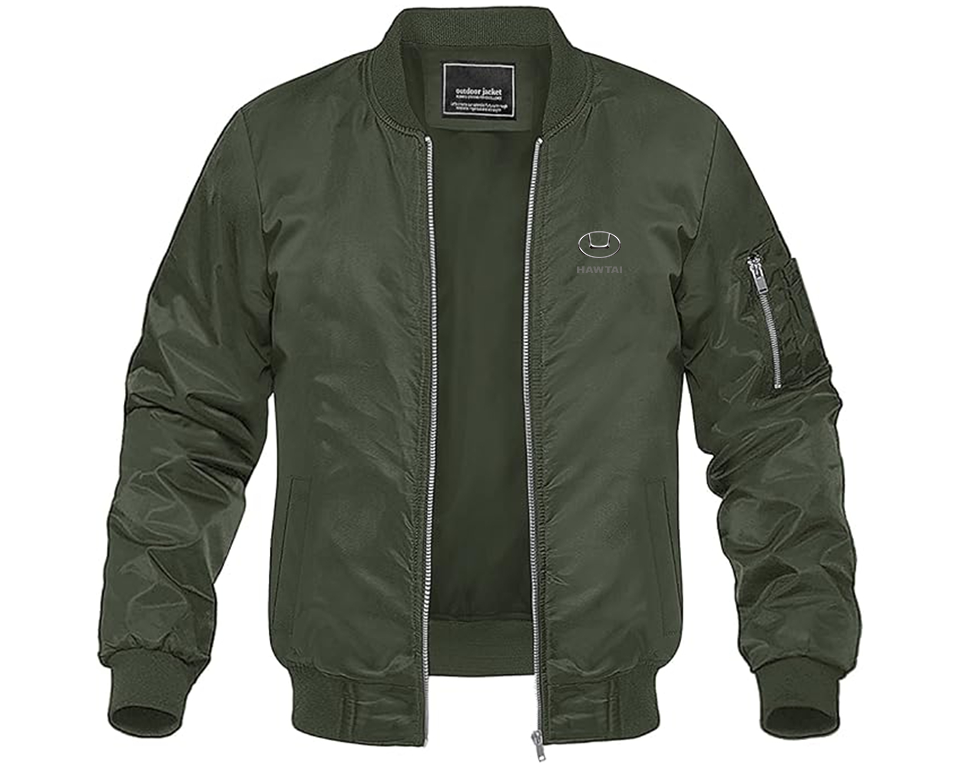 Men's Hawta Logo Lightweight Bomber Jacket Windbreaker Softshell Varsity Jacket Coat