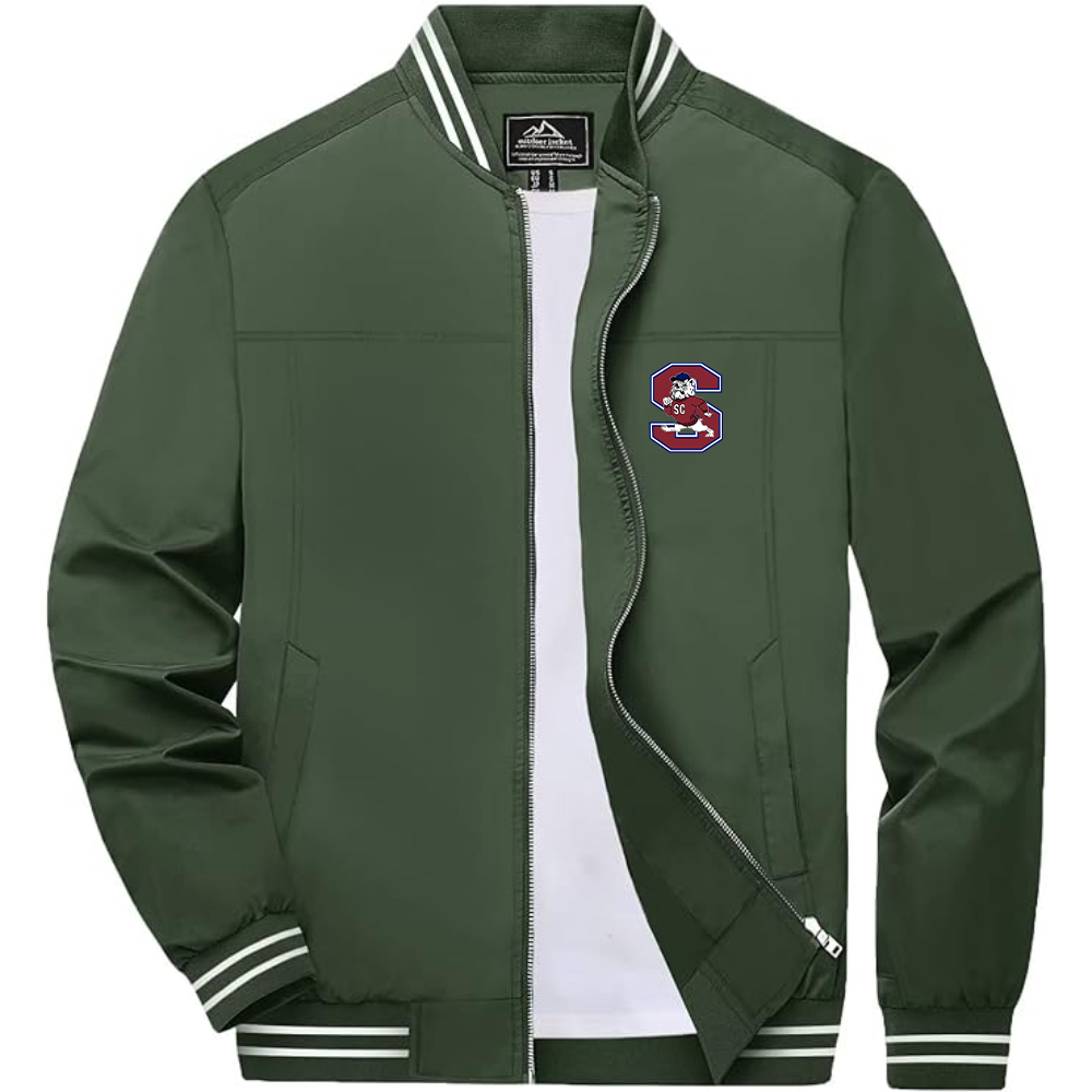 Men's South Carolina State Bulldogs Logo Lightweight Zip-Up Ribbed Collar and Cuffs Bomber Jacket