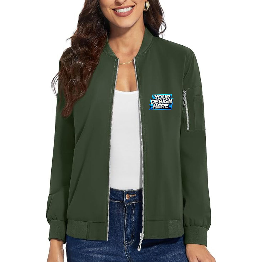Customize - TACVASEN Women's Bomber Lightweight Jacket Full Zip Windbreaker Jacket