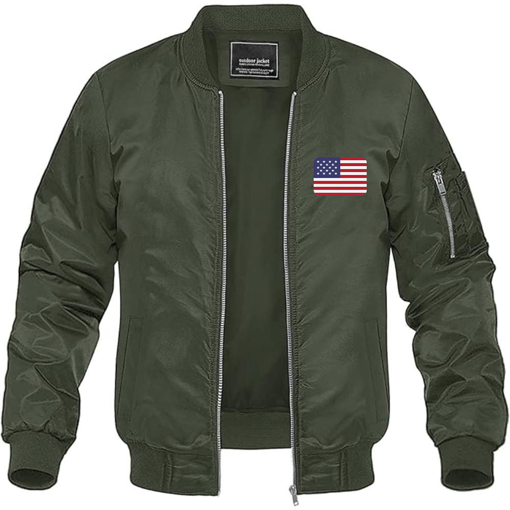 Men's American-Flag-Emoji Lightweight Bomber Jacket Windbreaker Softshell Varsity Jacket Coat