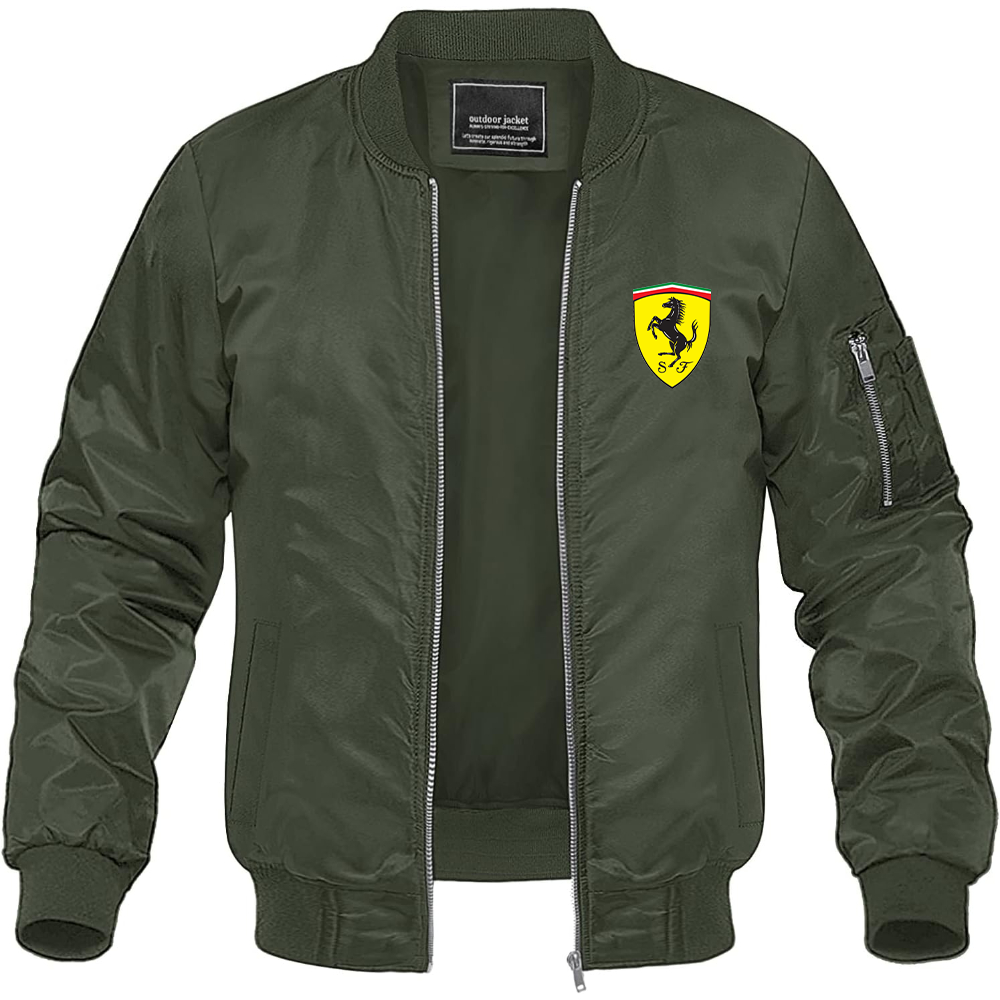 Men’s Ferrari Motorsport Car Lightweight Bomber Jacket Windbreaker Softshell Varsity Jacket Coat
