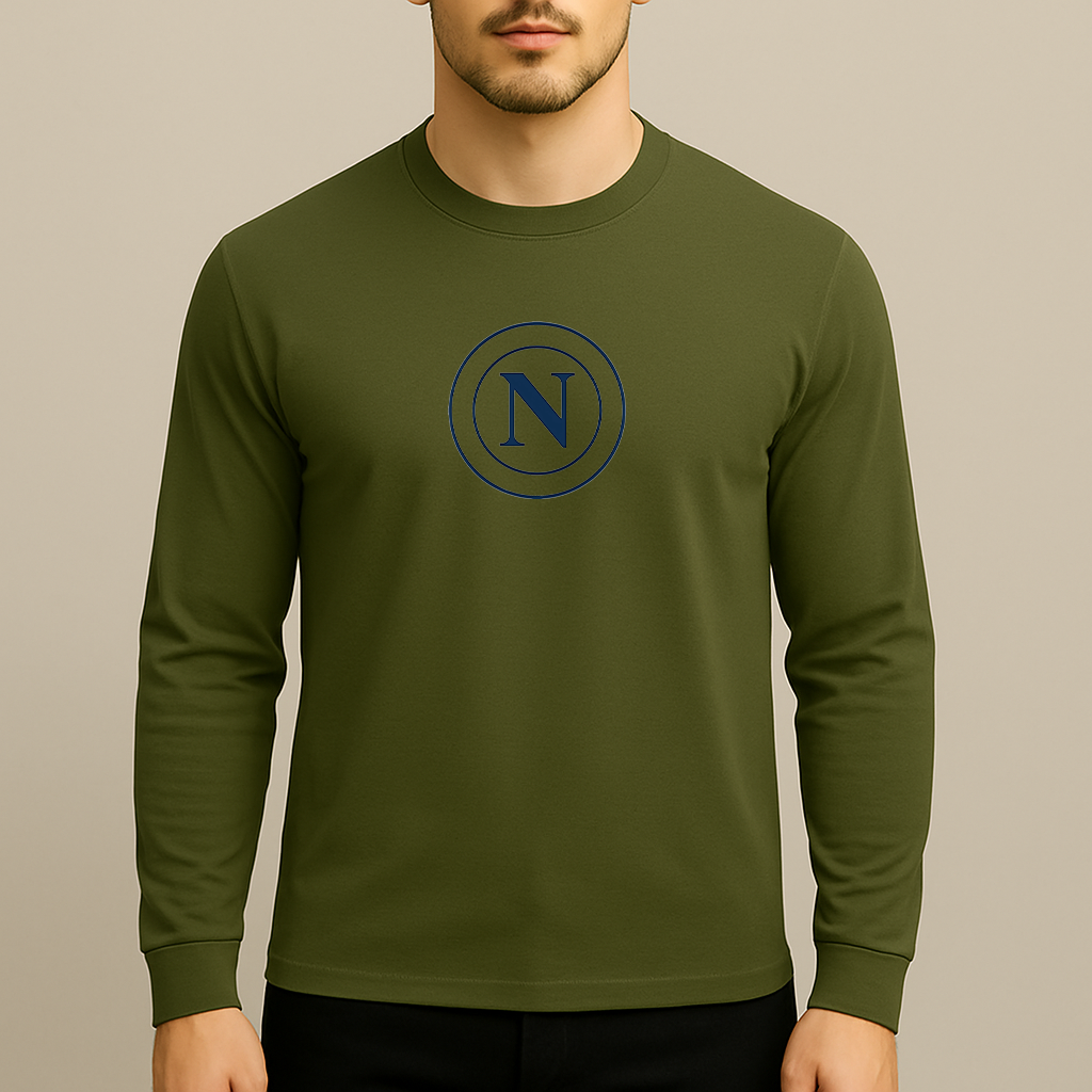 Men's Napoli 2025 Soccer Logo Long Sleeve T-Shirt