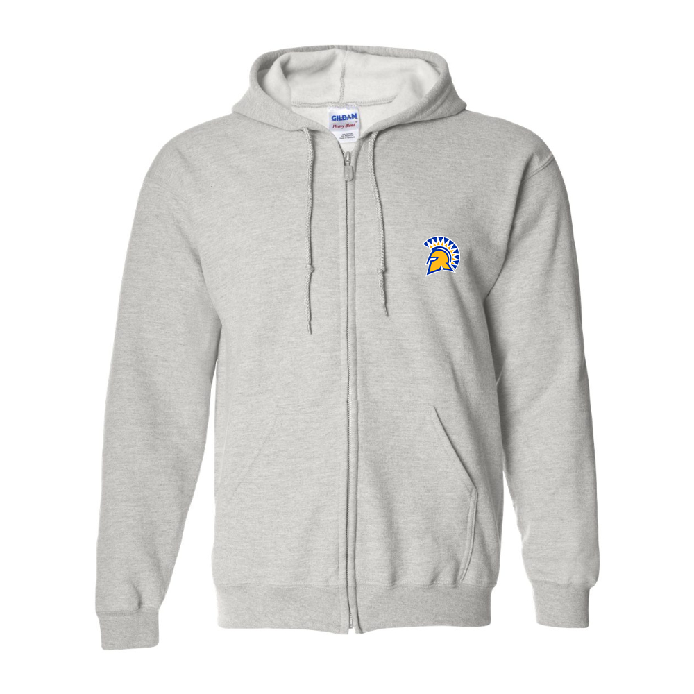 Men's San Jose State Spartans Logo Gildan Heavy Blend Full Zip Hooded Sweatshirt