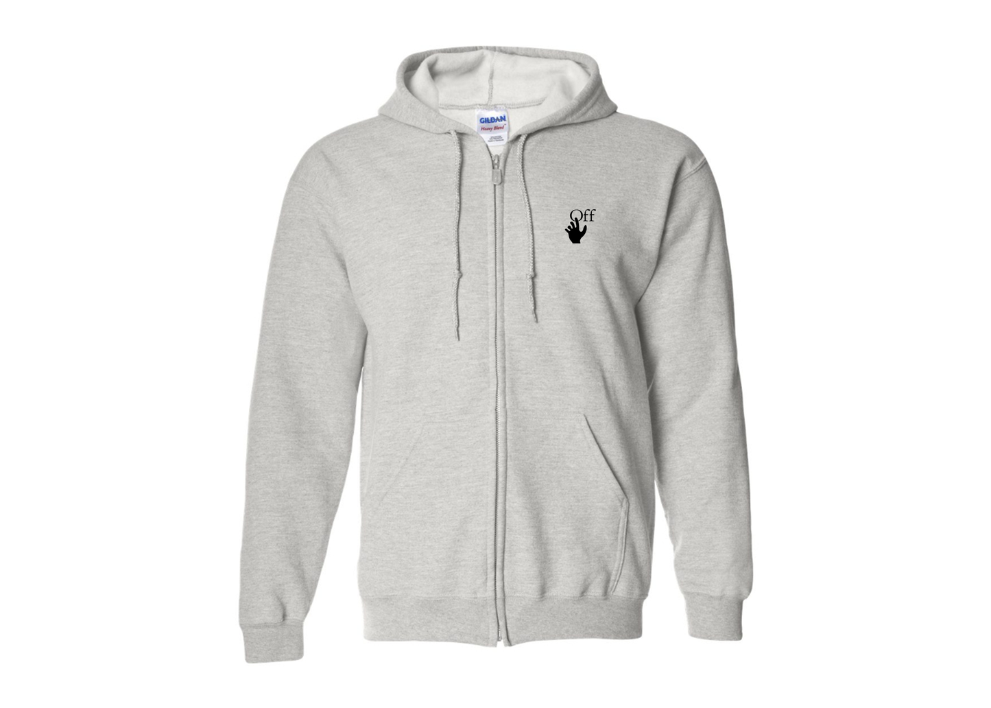 Men's Off-White Hand Gildan Heavy Blend Full Zip Hooded Sweatshirt