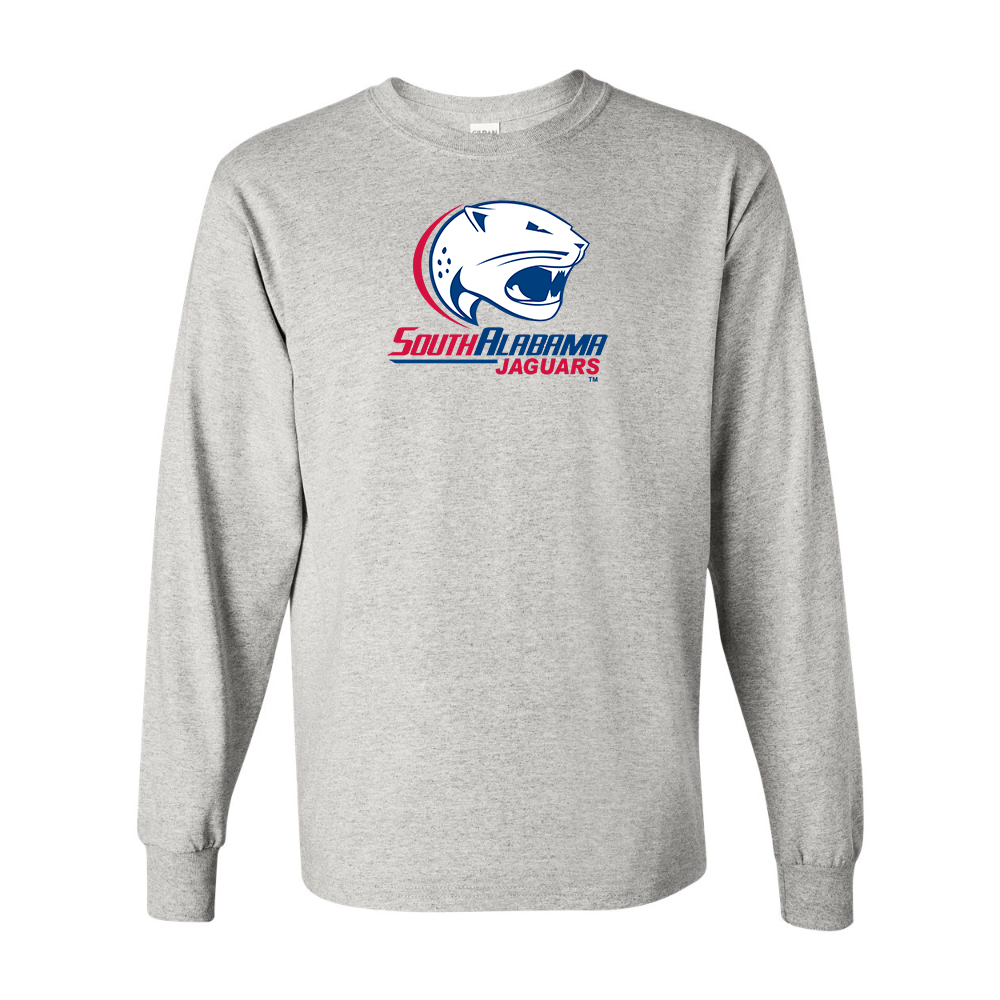 Men's South Alabama Jaguars Logo Gildan Heavy Cotton Long Sleeve T-Shirt