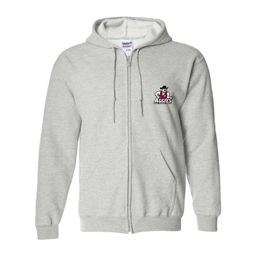Men's Aggies New Mexico State Logo Gildan Heavy Blend Full Zip Hooded Sweatshirt