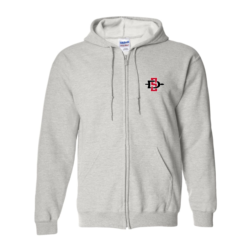 Men's San Diego State Aztecs Logo Gildan Heavy Blend Full Zip Hooded Sweatshirt