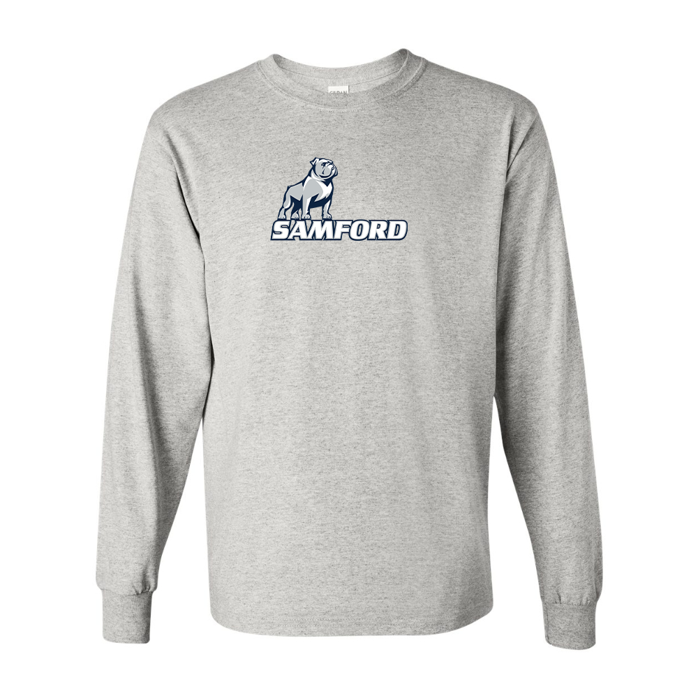 Men's Samford Bulldogs Logo Gildan Heavy Cotton Long Sleeve T-Shirt