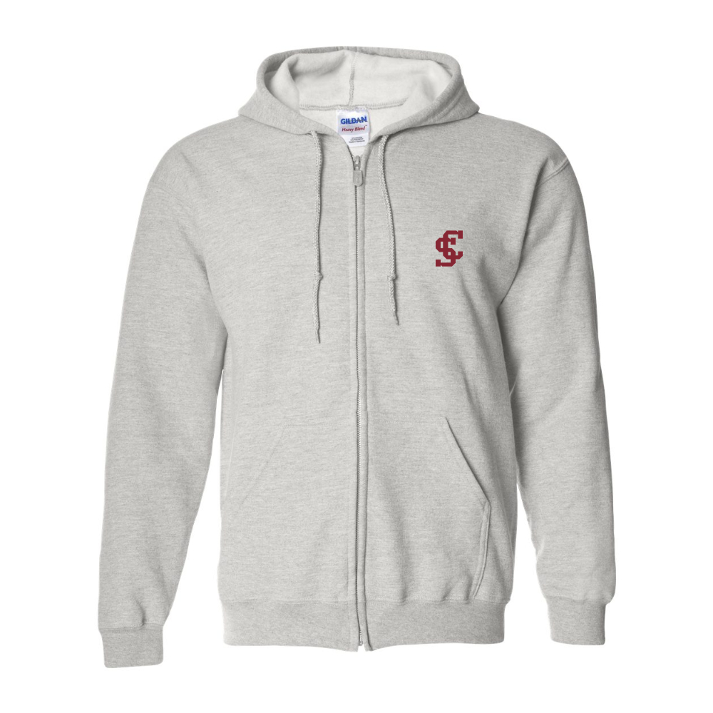 Men's Santa Clara Broncos Logo Gildan Heavy Blend Full Zip Hooded Sweatshirt