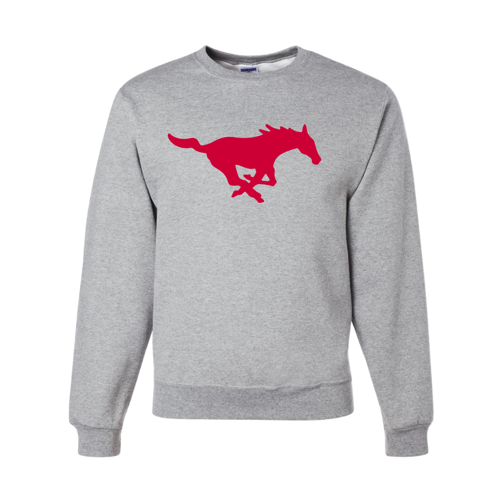 Men's SMU Mustangs Logo JERZEES NuBlend Crewneck Sweatshirt