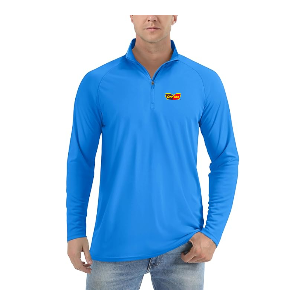 Men's Ore Ida Logo Lightweight Quarter-Zip Athletic Shirt Long Sleeve Performance Wear