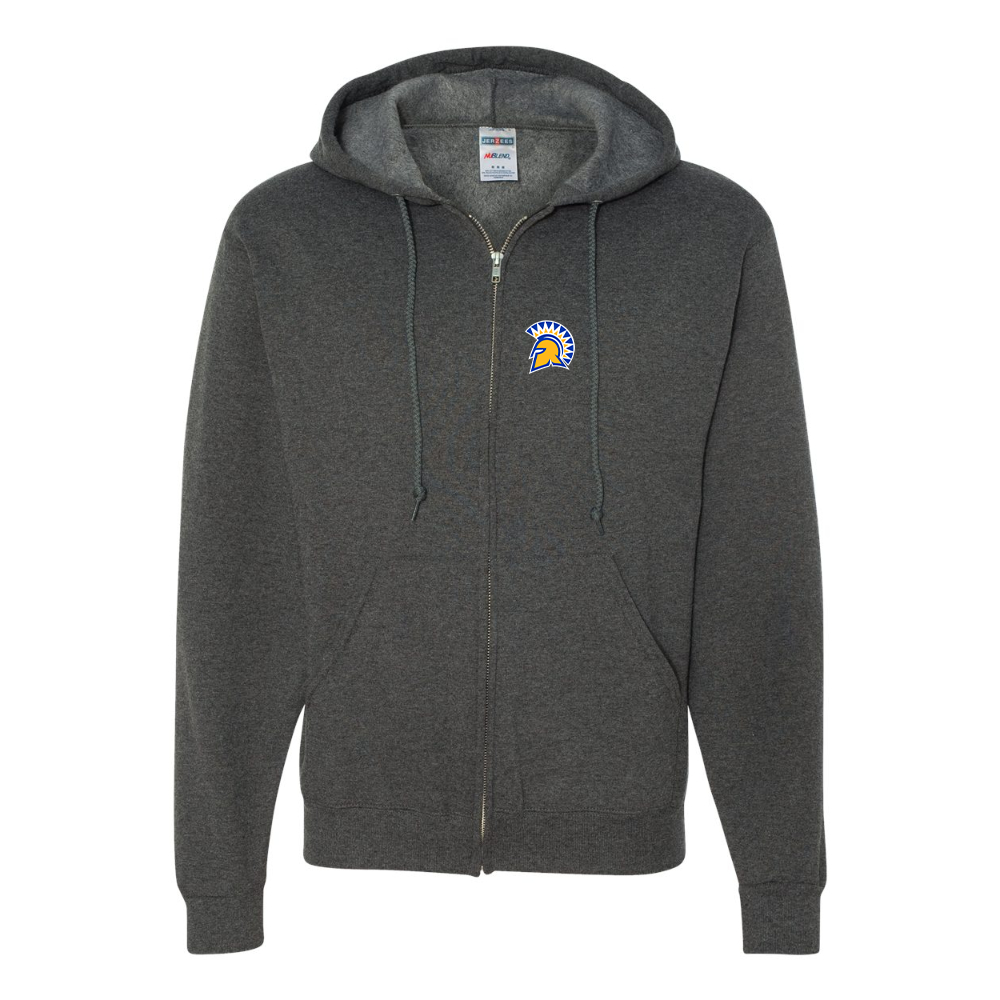 Men's San Jose State Spartans Logo JERZEES NuBlend Full-Zip Hooded Sweatshirt