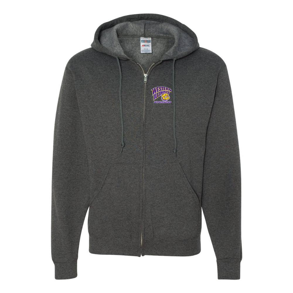 Men's Western Illinois Leathernecks JERZEES NuBlend Full-Zip Hooded Sweatshirt