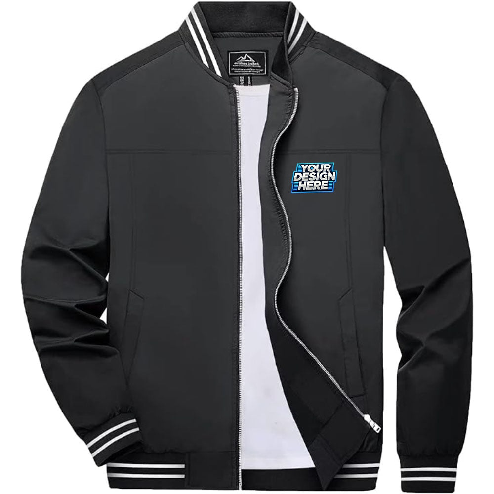 Customize - Men's Bomber Jackets Lightweight Full Zip Windbreaker Light Jacket