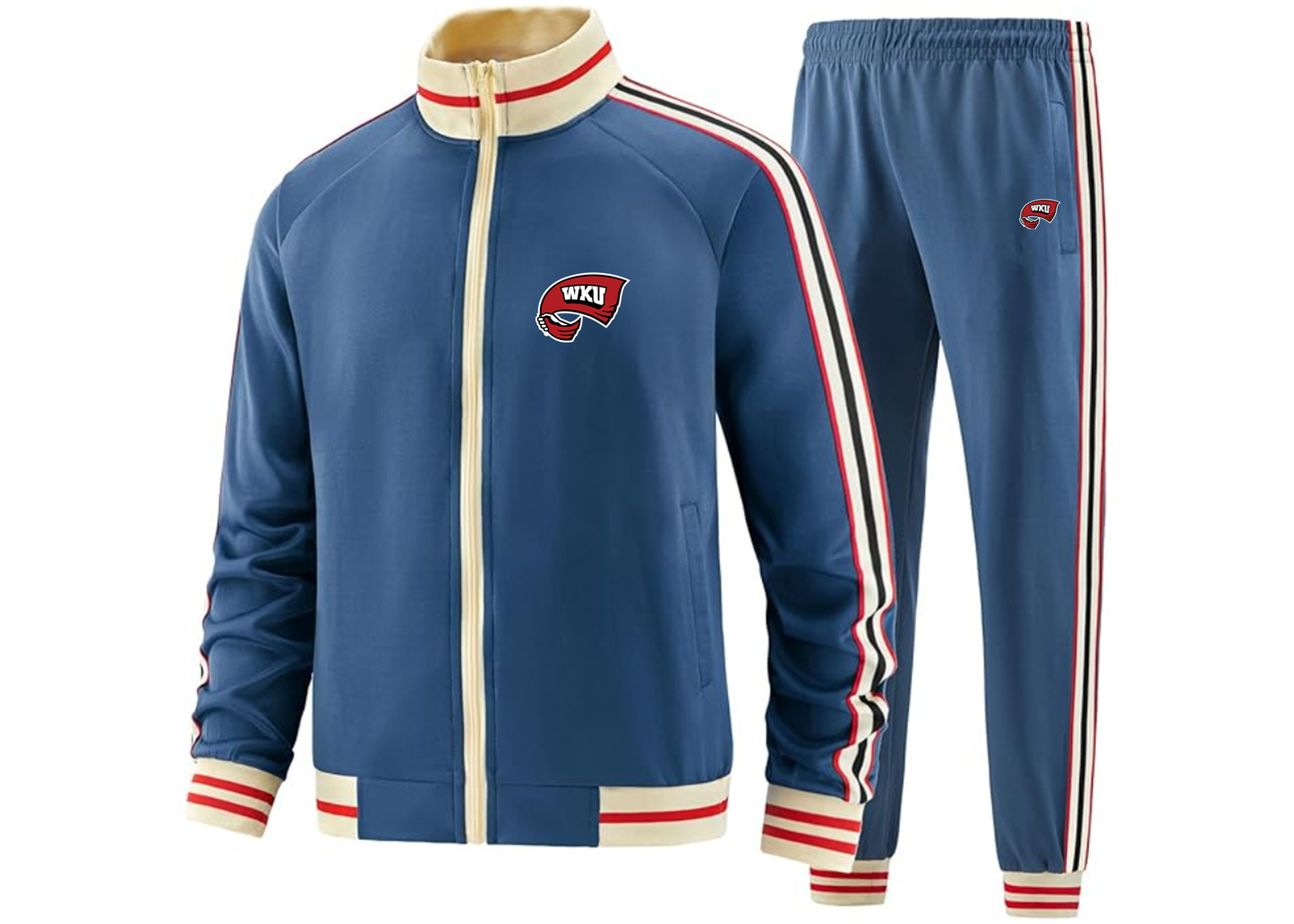 Men's Western Kentucky Hilltoppers Tracksuit with Bold Striped Accents and Zippered Front Athletic Wear