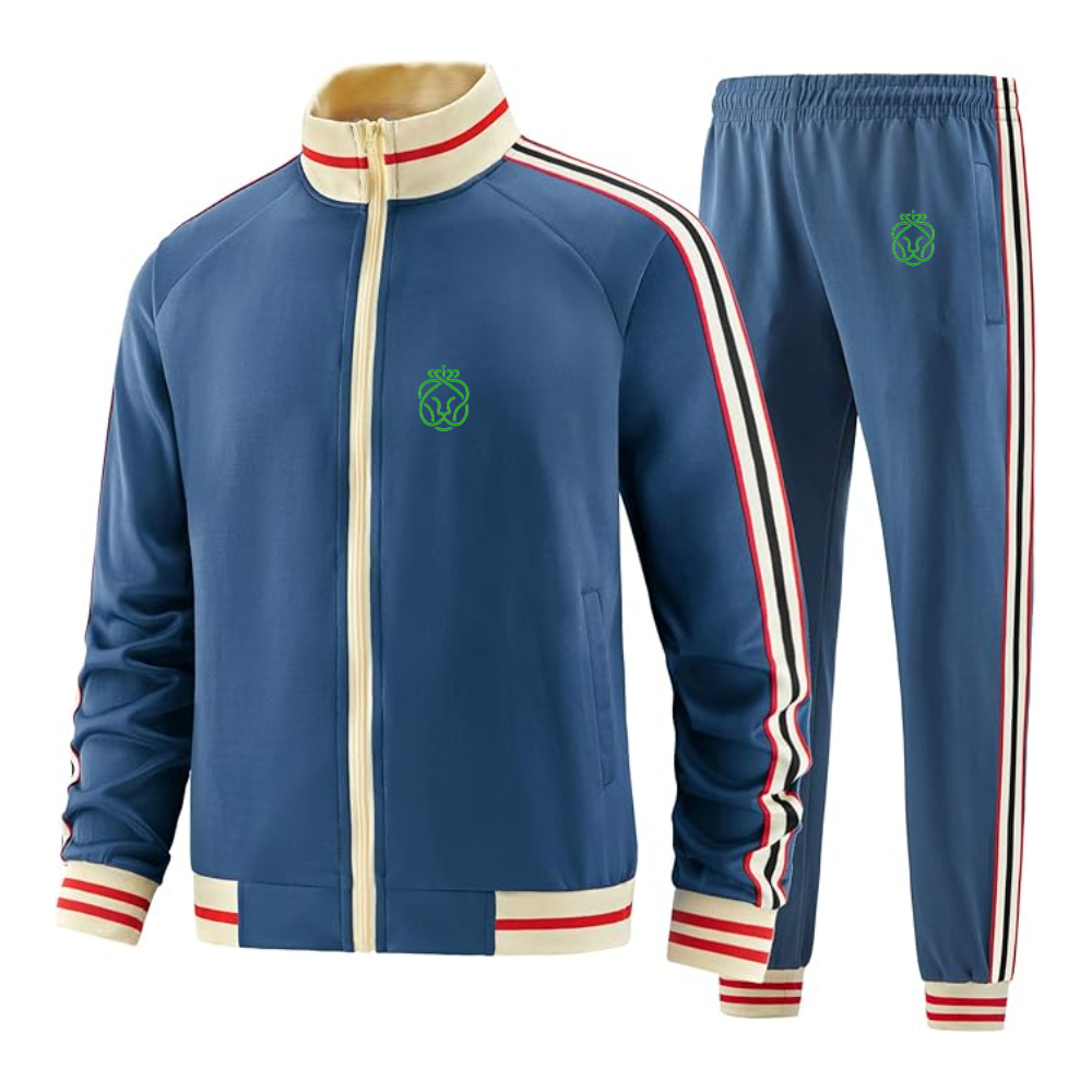 Men's Ahold Delhaize Symbol Tracksuit with Bold Striped Accents and Zippered Front Athletic Wear