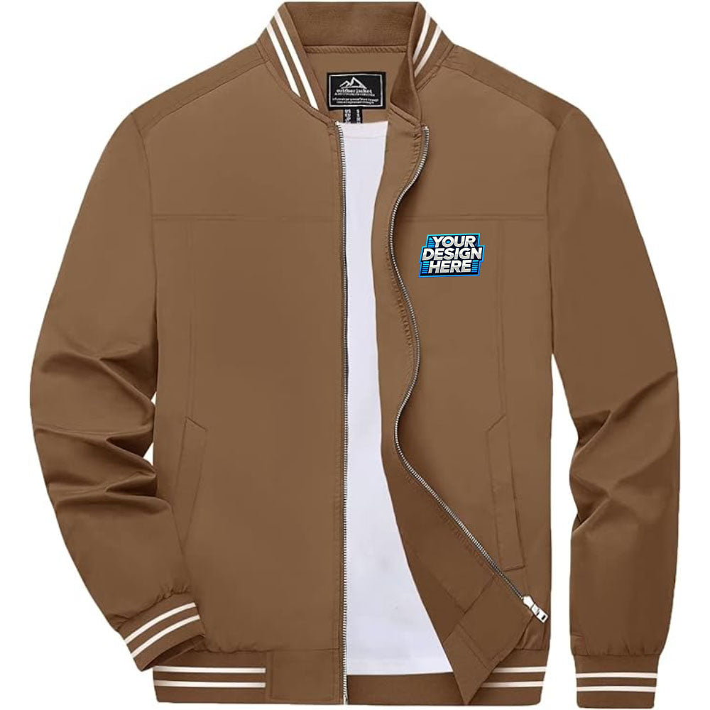 Customize - Men's Bomber Jackets Lightweight Full Zip Windbreaker Light Jacket