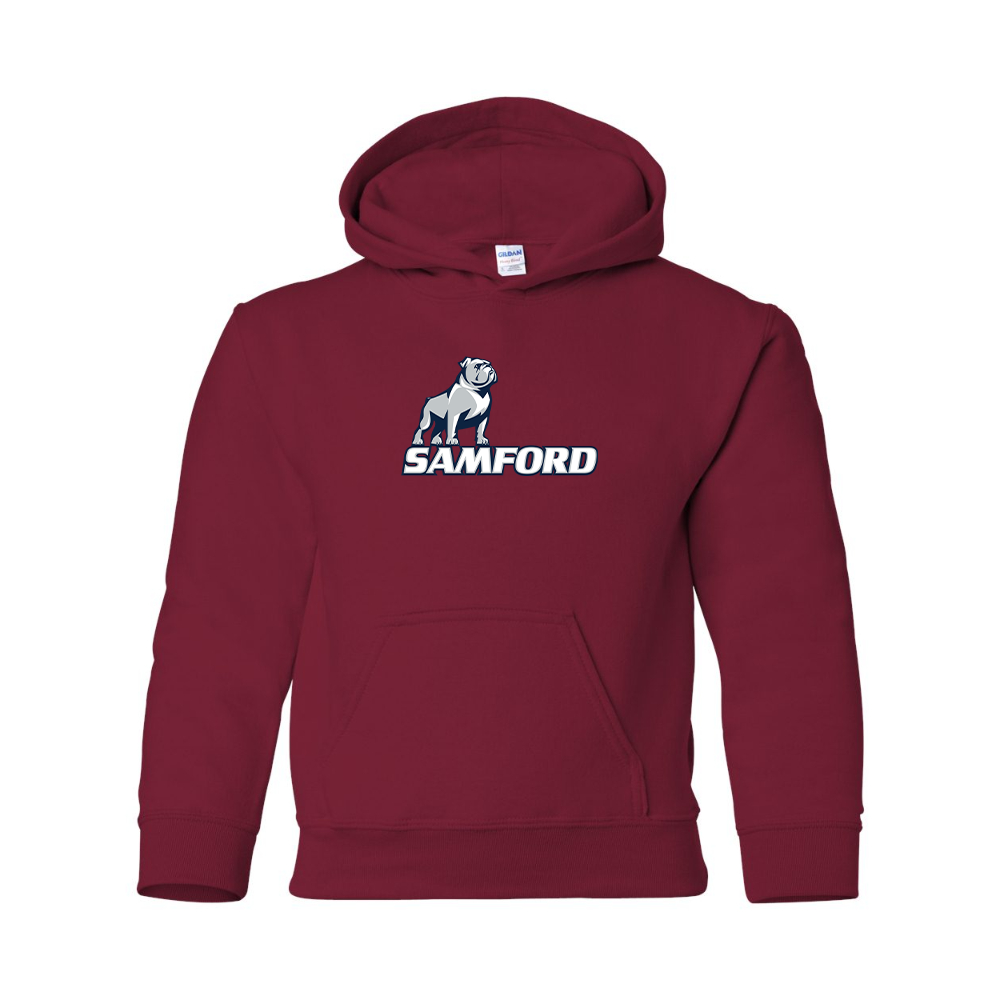 Youth Samford Bulldogs Logo Gildan Heavy Blend Hooded Sweatshirt