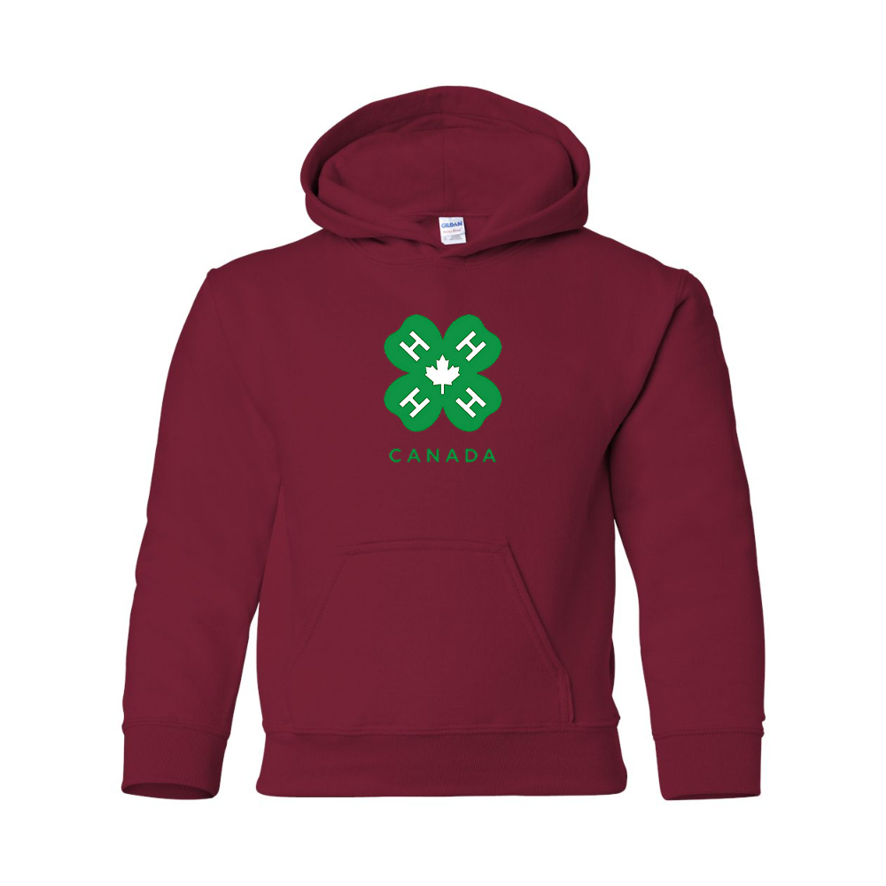 Youth 4H Canada Logo Gildan Heavy Blend Hooded Sweatshirt