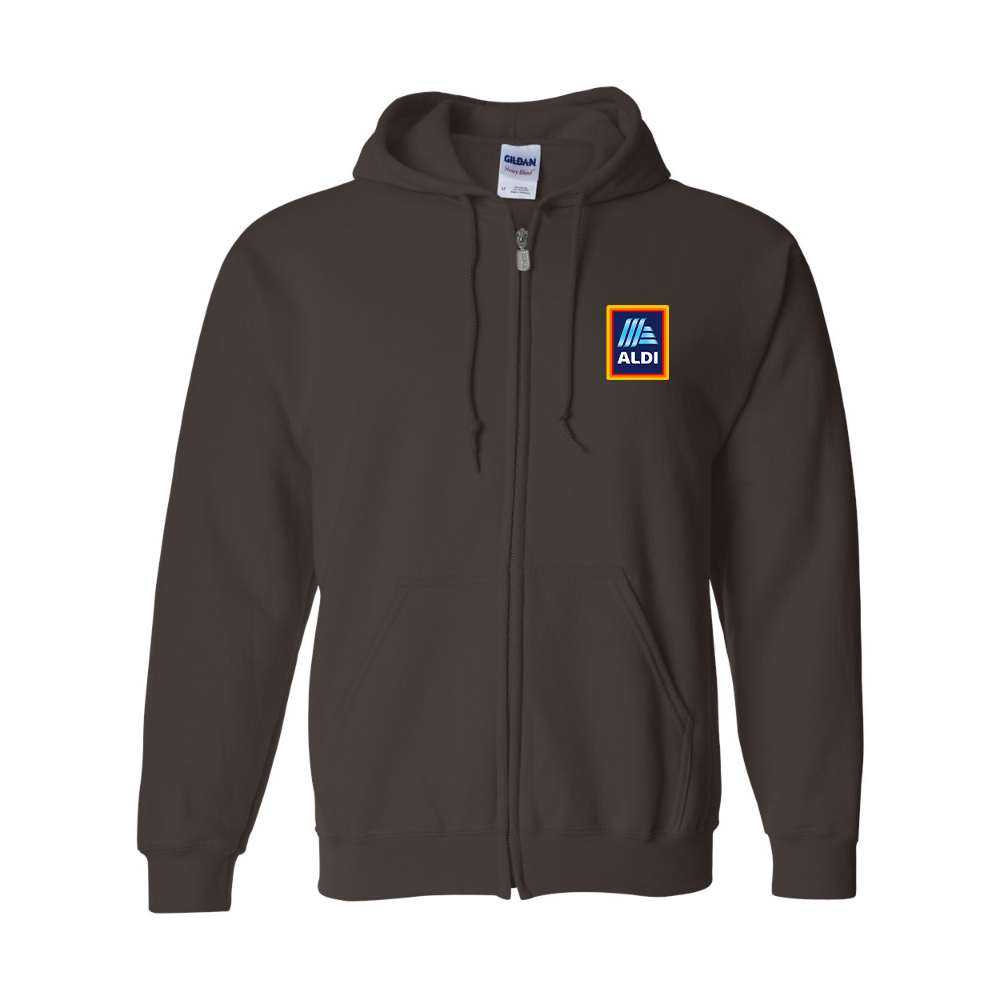 Men's Aldi Logo Gildan Heavy Blend Full Zip Hooded Sweatshirt
