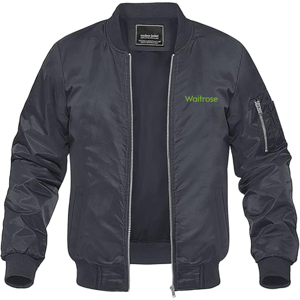 Men's Waitrose Logo Lightweight Bomber Jacket Windbreaker Softshell Varsity Jacket Coat