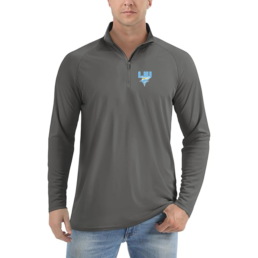 Men's LIU Brooklyn Blackbirds Logo Lightweight Quarter-Zip Athletic Shirt Long Sleeve Performance Wear