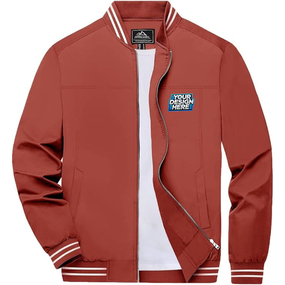 Customize - Men's Bomber Jackets Lightweight Full Zip Windbreaker Light Jacket