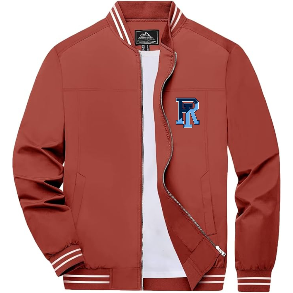 Men's Rhode Island Rams Logo Lightweight Zip-Up Ribbed Collar and Cuffs Bomber Jacket
