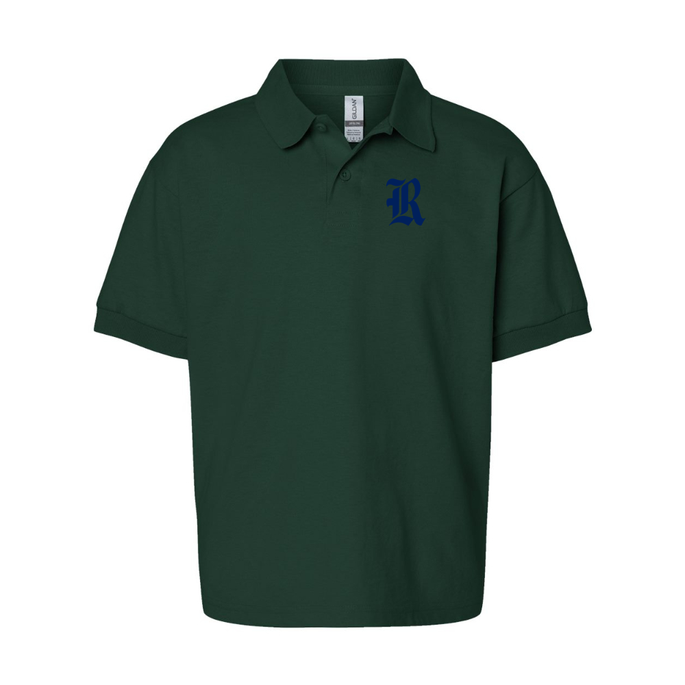 Youth Rice Owls Logo Gildan Dry Blend Jersey Polo