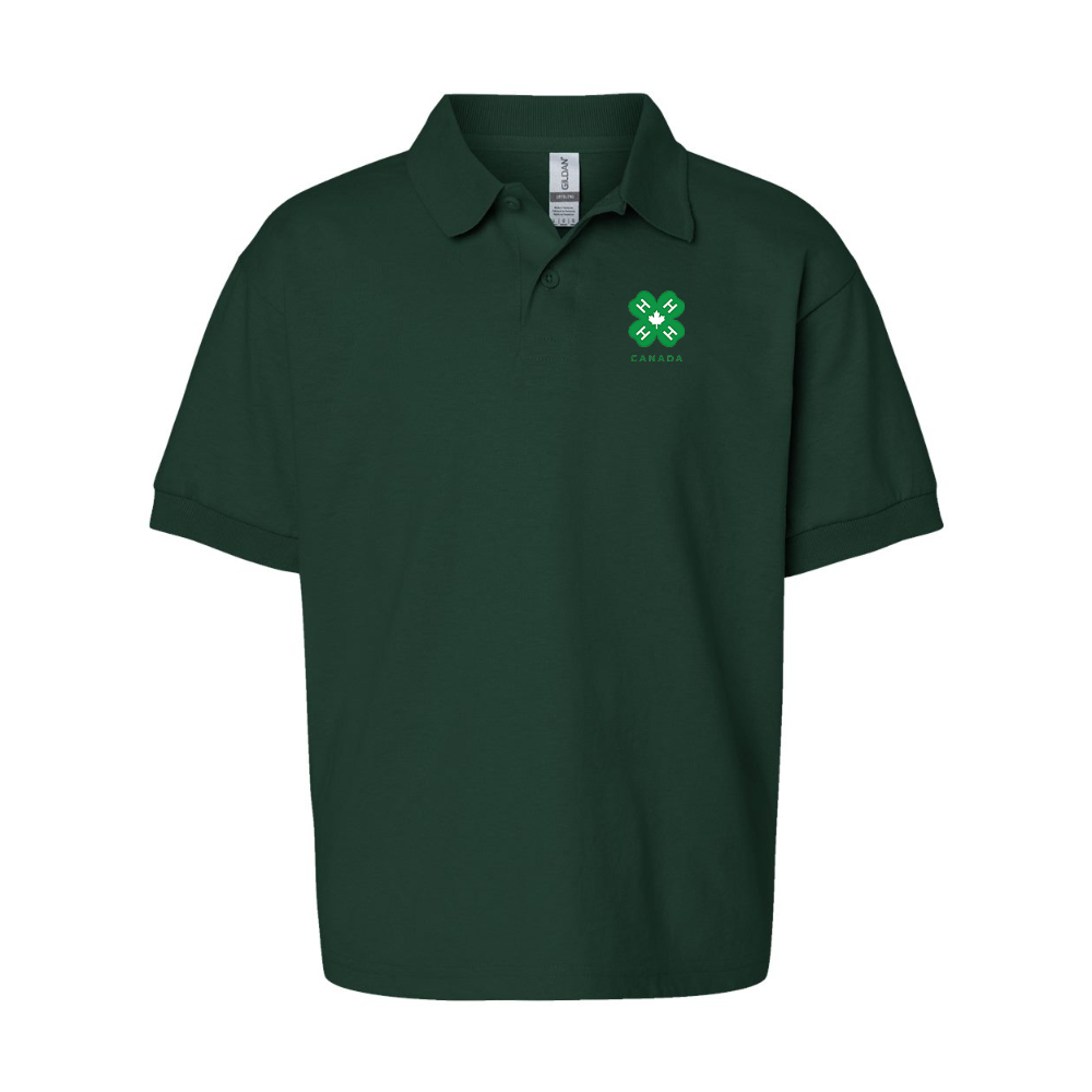 Youth 4H Canada Logo Gildan Dry Blend Jersey Polo