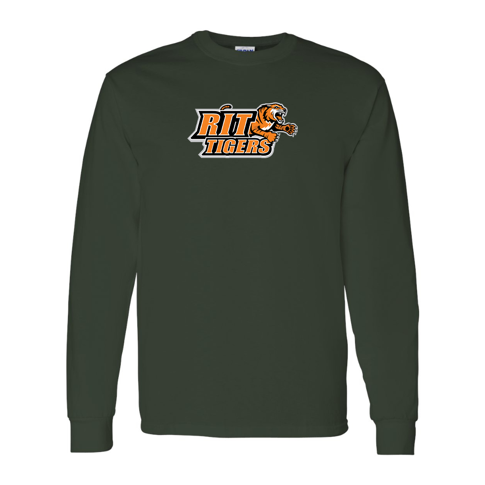 Men's RIT Tigers Logo Gildan Heavy Cotton Long Sleeve T-Shirt