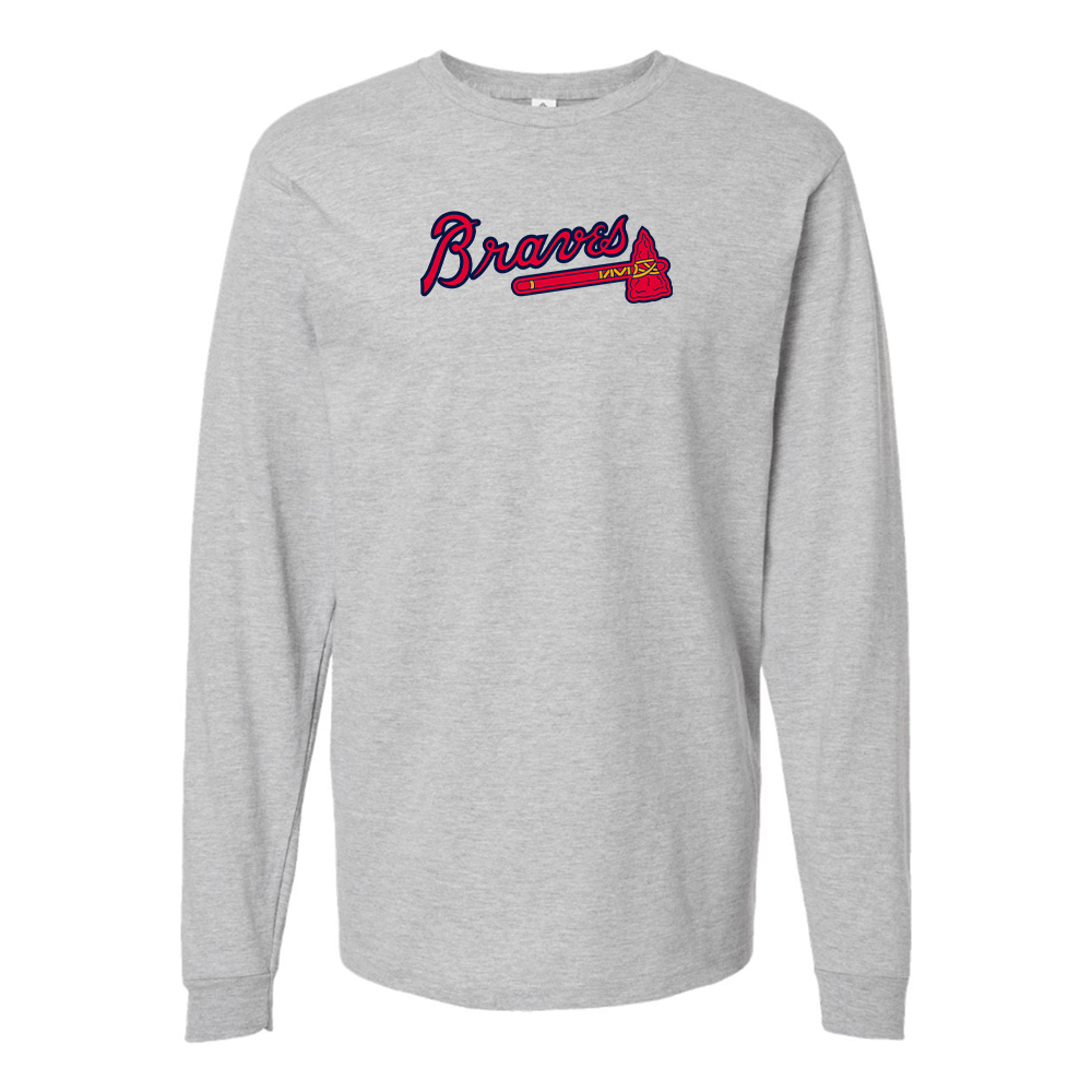 Youth Atlanta Braves Logo Cotton Long Sleeve T-Shirt