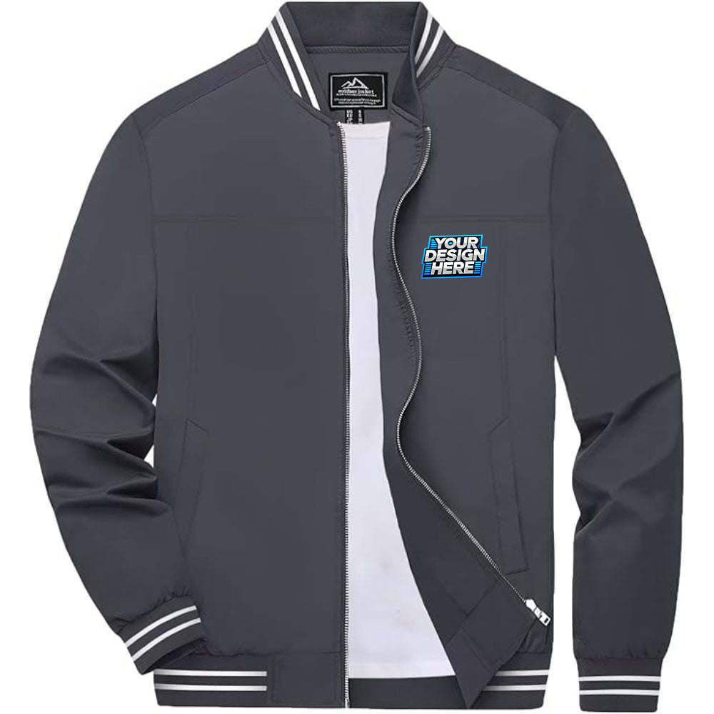 Customize - Men's Bomber Jackets Lightweight Full Zip Windbreaker Light Jacket