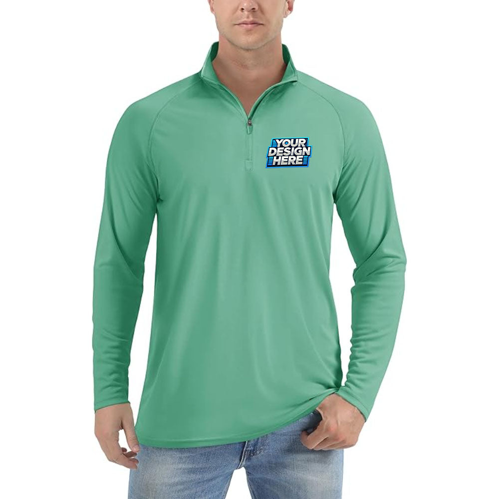 Customize - TACVASEN Men's 1-4 Zip Up Sun Protection Long Sleeve Hiking Running Shirt