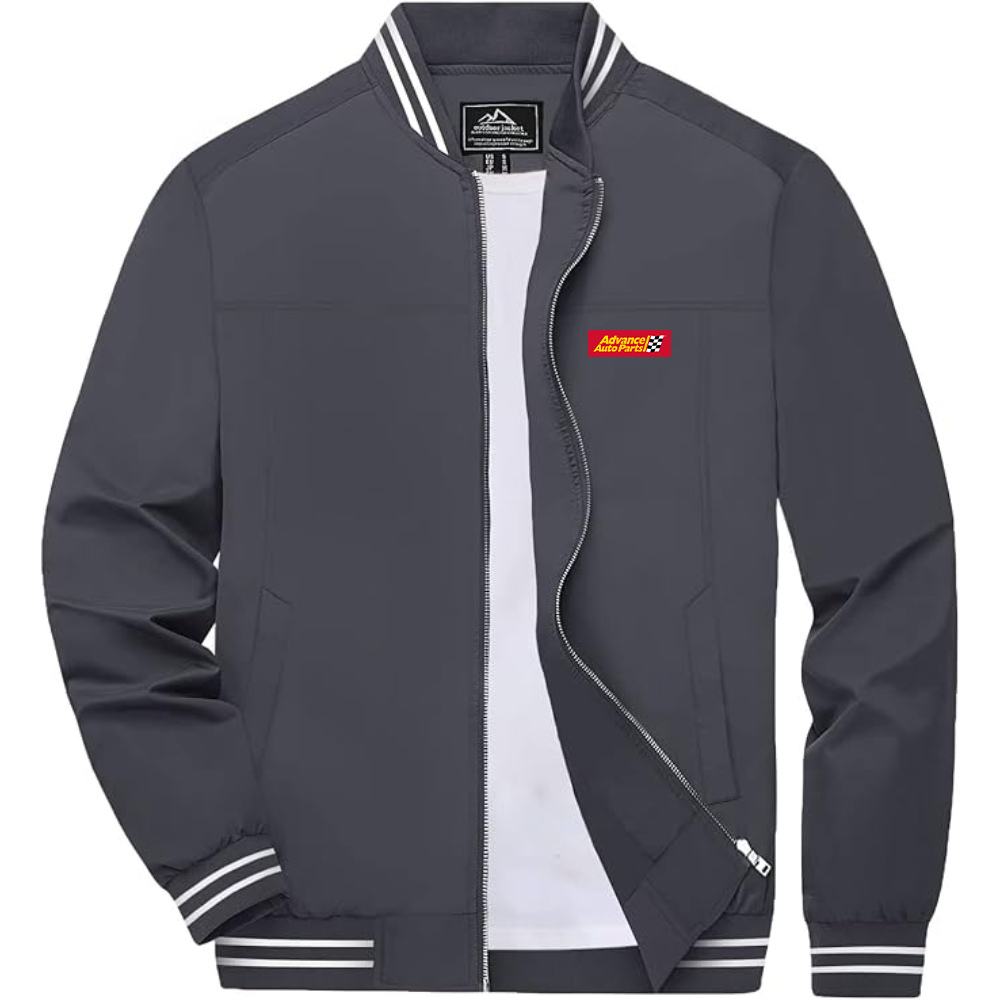 Men's Advance Auto Parts Logo Lightweight Zip-Up Ribbed Collar and Cuffs Bomber Jacket