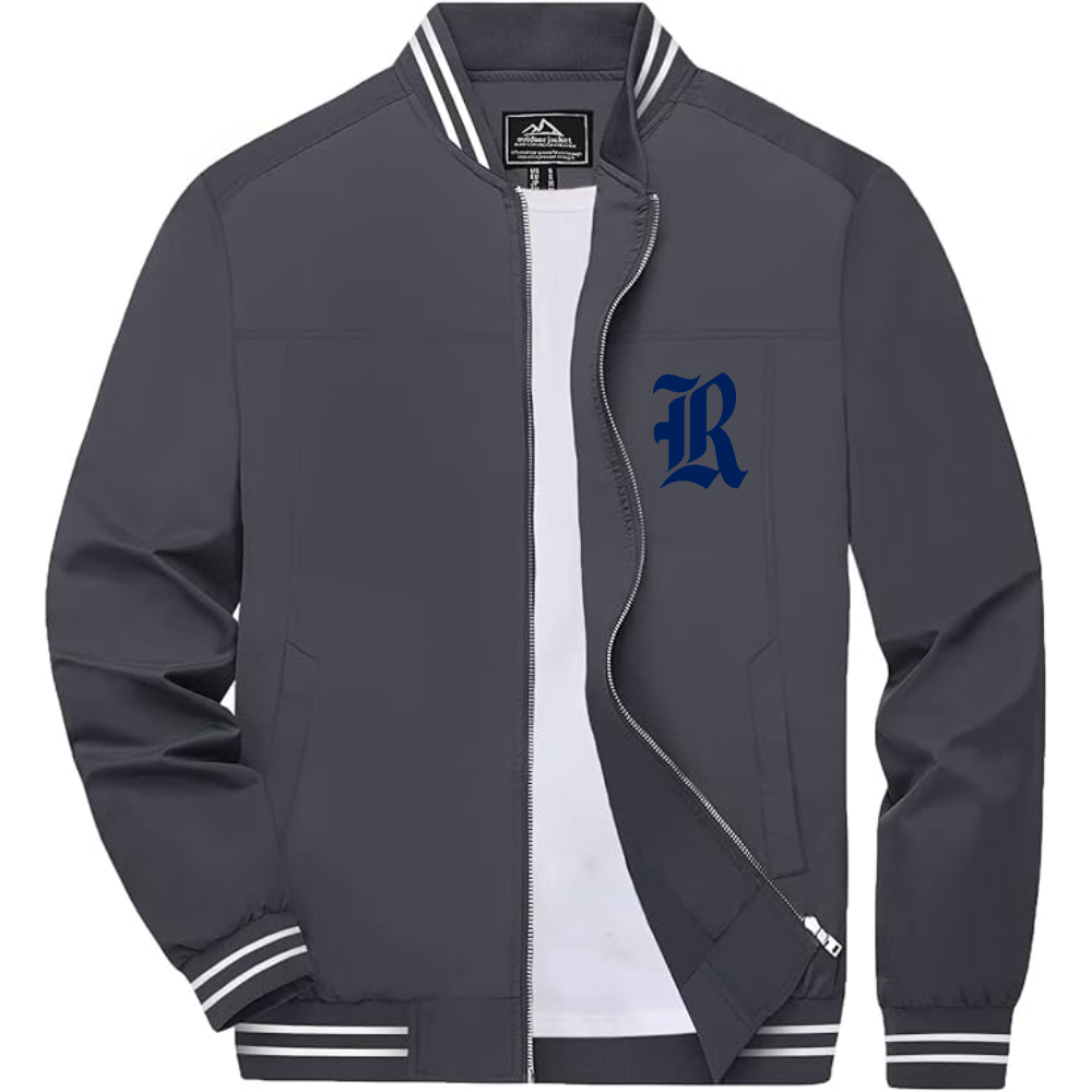 Men's Rice Owls Logo Lightweight Zip-Up Ribbed Collar and Cuffs Bomber Jacket