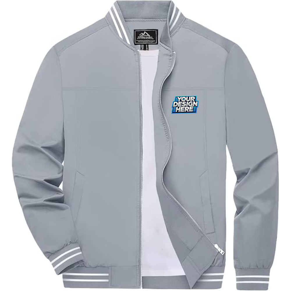 Customize - Men's Bomber Jackets Lightweight Full Zip Windbreaker Light Jacket