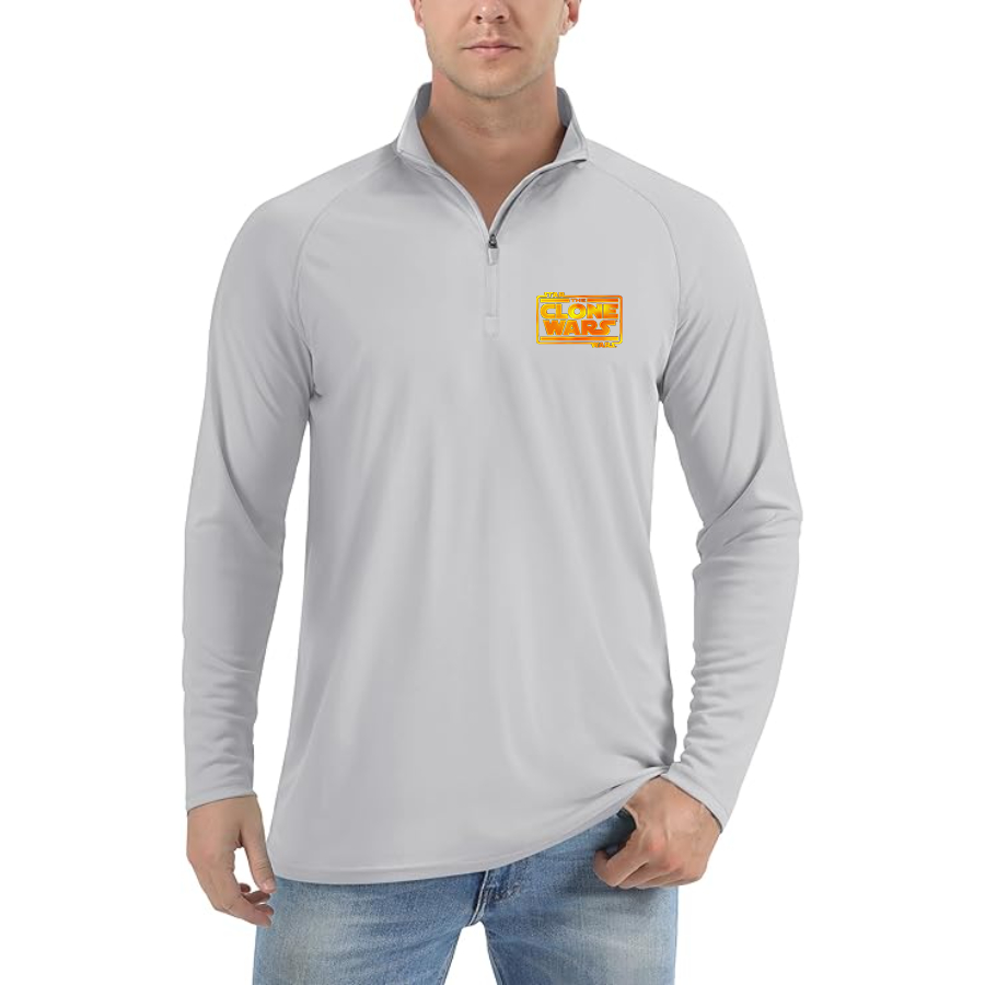 Men's The Clone wars Logo Lightweight Quarter-Zip Athletic Shirt Long Sleeve Performance Wear