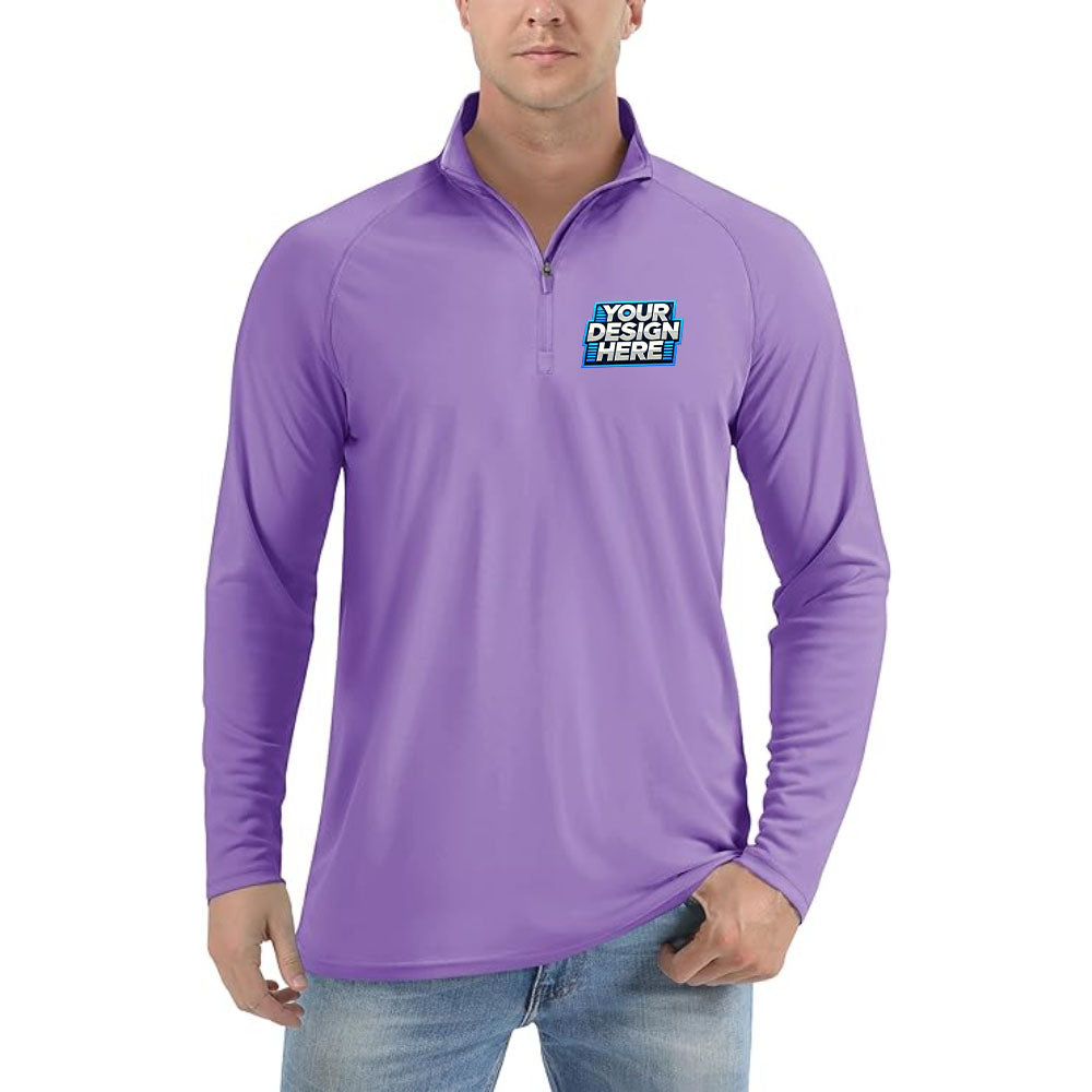 Customize - TACVASEN Men's 1-4 Zip Up Sun Protection Long Sleeve Hiking Running Shirt
